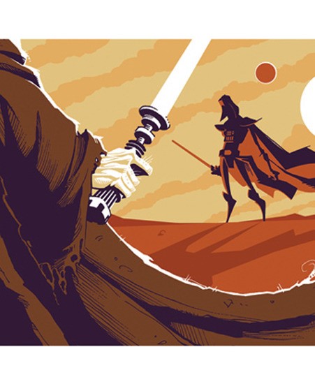 Image of "The Jedi Showdown" by Gris Grimly- Screen Print (12" x 24")