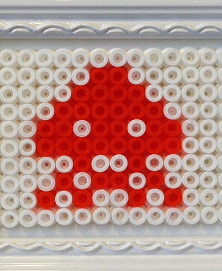 Image of "ORANGE INVADER" by Suzanne Kaufman- Original (3.5"x 3")