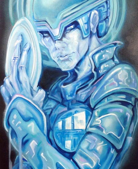 Image of "S@INT TR0N" by Carl Faulkner- Original (12" x 24")