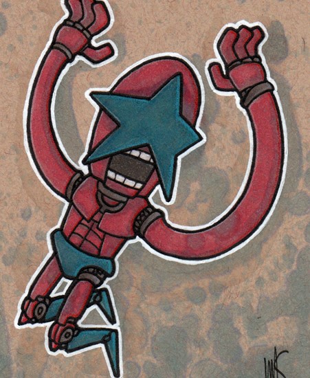 Image of "STAR MAN OFF THE TOP ROPE" by Wade Schinn- Original (3" x 4.5")