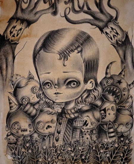 Image of "CORALINE" by Paolo Petrangeli- Original (8" x 11.5")