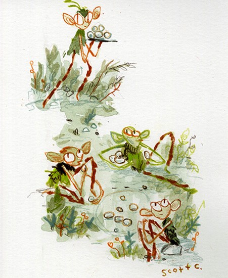 Image of "CHILDREN OF THE FOREST..." by Scott Campbell - Original (5" x 7")
