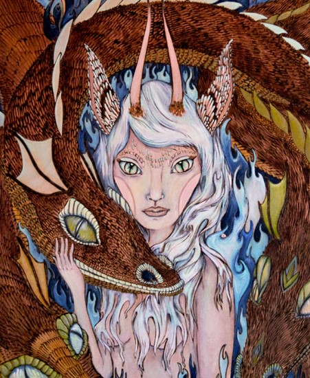 Image of "DRAGON MOTHER" by Rhodora Jacob- Original/Print(16" x 20")