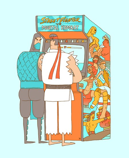 Image of "ARCADE FIGHTERS" by Ken Wong- Print (16" x 21")
