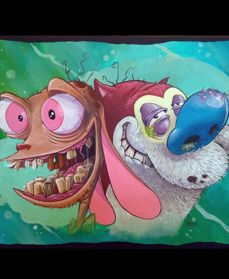 Image of "REN & STIMPY" by Rich Werner- Original (12” x 16”)