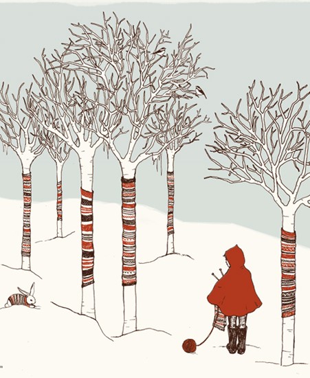 Image of "LITTLE RED YARN BOMBER" by Frida Clements- Screen Print (11"x14")