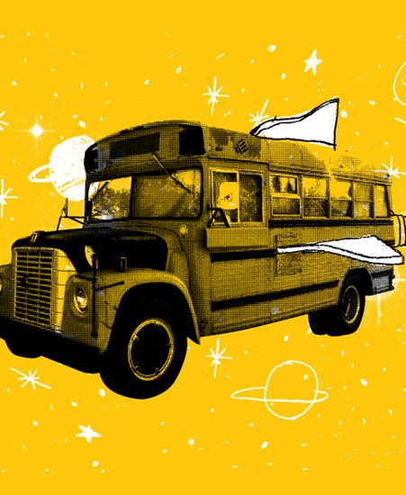 Image of "MAGICAL SCHOOLBUS" by Aaron Bloom- Screen Print (9.5"x12")