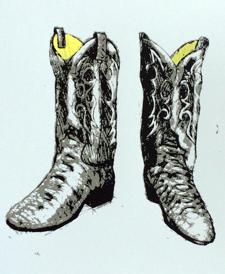 Image of "THESE BOOTS WERE MADE FOR..." by Chad Lundberg- Screen Print (9"x12")