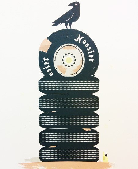 Image of "TIRE STACK" by Ellis Latham-Brown - Screen Print (10.5"x15")