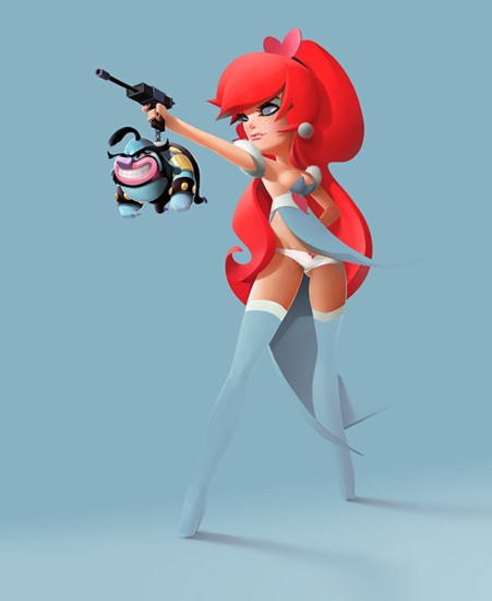 Image of "KIMMY & BORF (SPACE ACE)" by Andrew Wilson, Print (11" x 14")