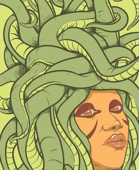 Image of "Medusa-Tangerine" by Mark Sarmel- Paper (9" x 14")