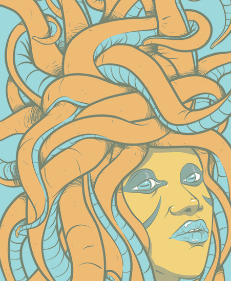 Image of "Medusa- Saffron" by Mark Sarmel- Paper (9" x 14")