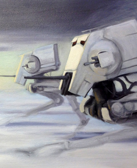 Image of "We Attack At Dawn" by Ted Backman- Oil on Canvas (24" x 48")
