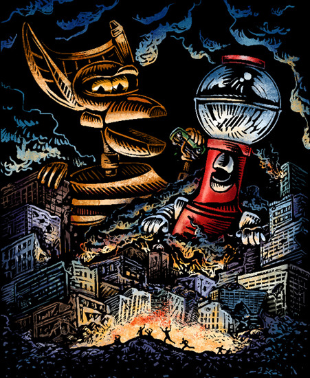 Image of "MST3K Attacks" by Chet Phillips- Paper (11" x 14")