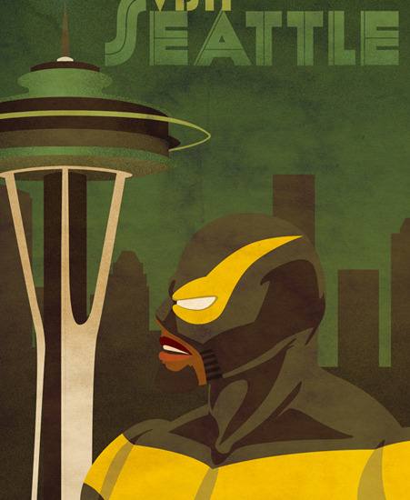 Image of "Visit Seattle" by Dane Ault- Paper (12" x 18") 