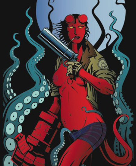 Image of "HELLGIRL" by John Seuferling- Paper (12" x 24") 